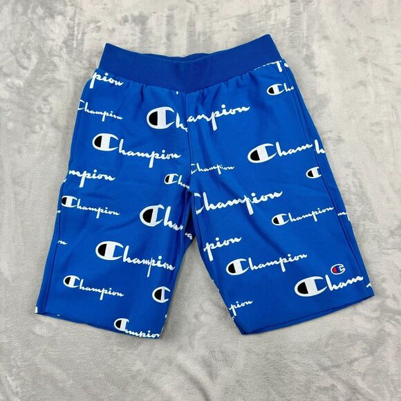 Champion Shorts Mens Small Blue Reverse Weave Cutoff Sweats Drawstring Pockets - Picture 3 of 14